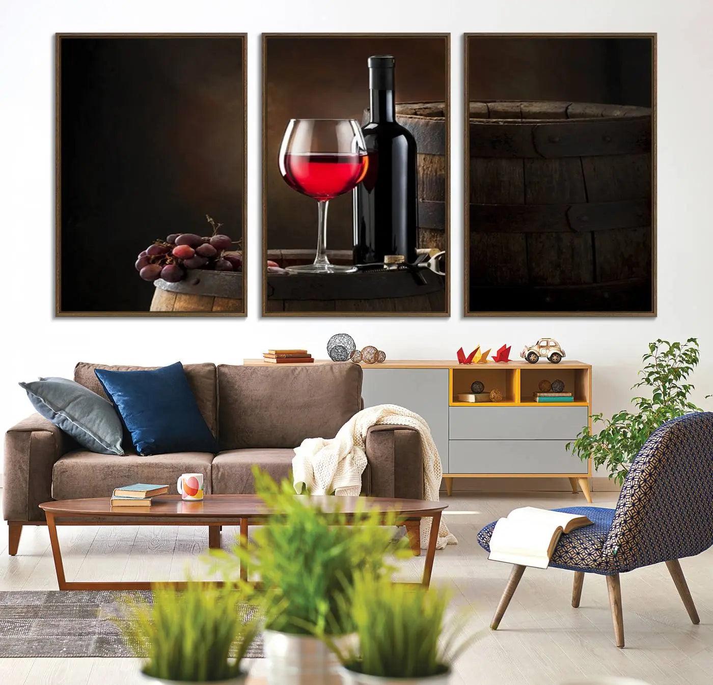 83702-MGV-CV-36X24-Wall Art Red Wine Bottle and Tun Canvas Print