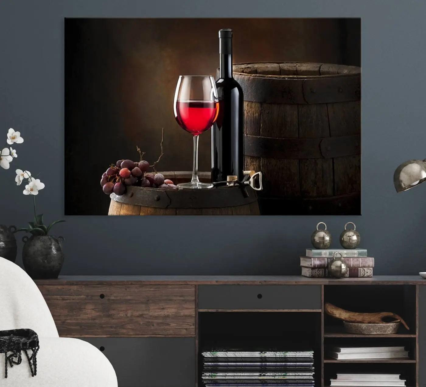 83702-MGV-CV-36X24-Wall Art Red Wine Bottle and Tun Canvas Print