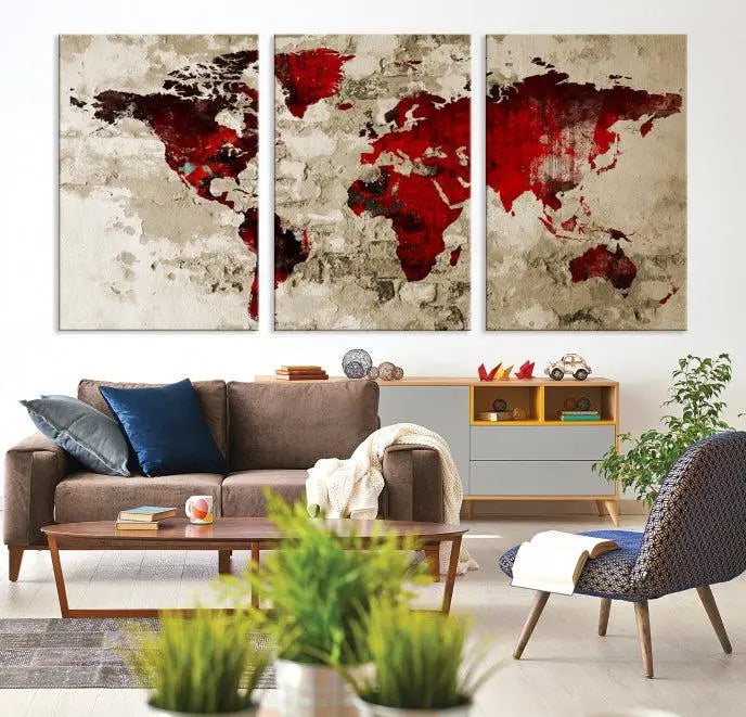 Wall Art World Map Canvas Print 