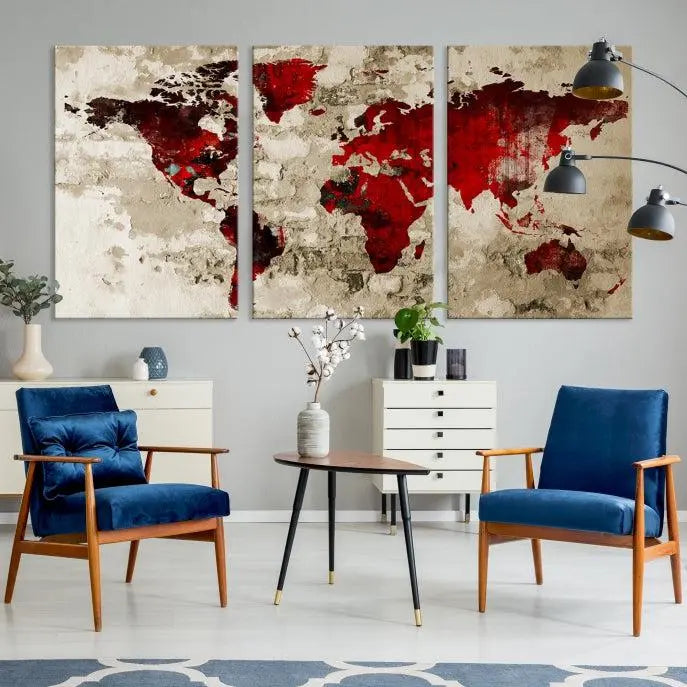 Wall Art World Map Canvas Print 