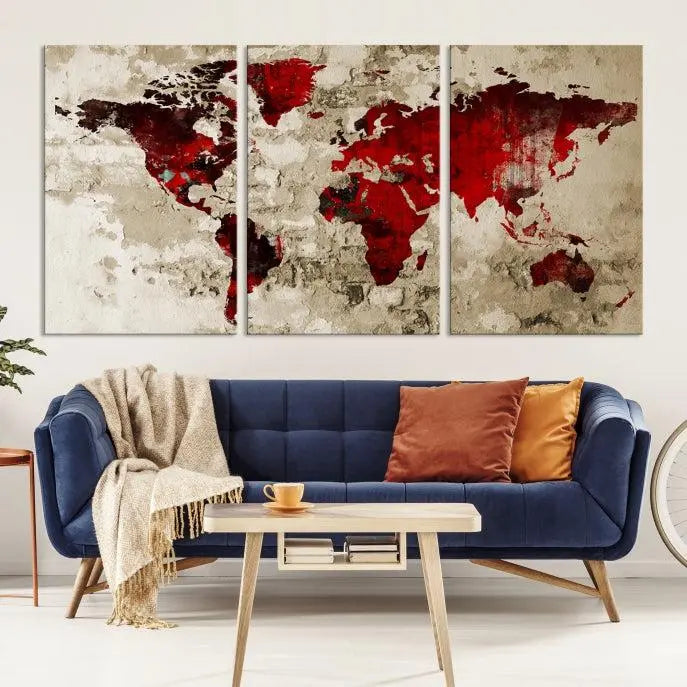 Wall Art World Map Canvas Print 