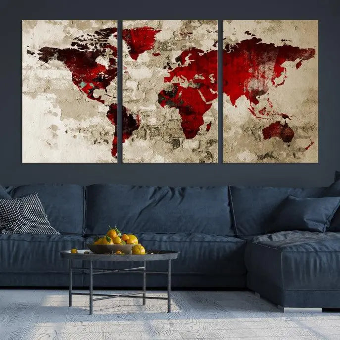 Wall Art World Map Canvas Print 