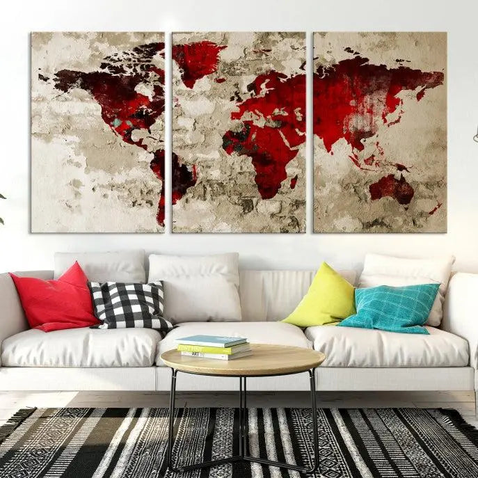 Wall Art World Map Canvas Print 