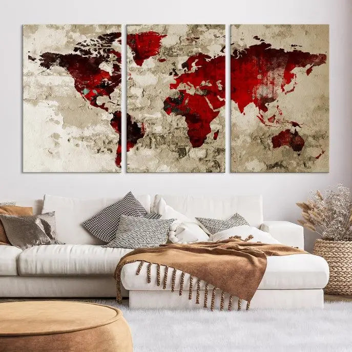 Wall Art World Map Canvas Print 