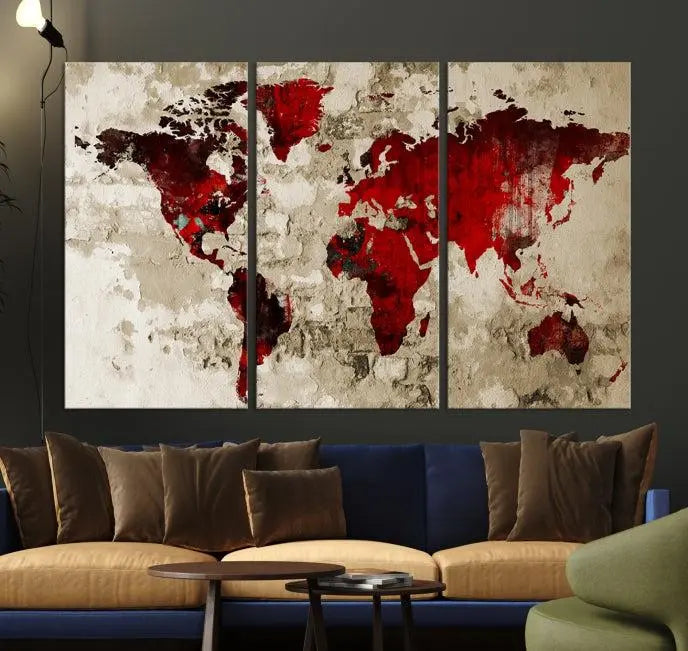 Wall Art World Map Canvas Print 