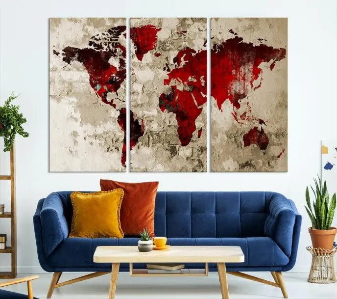 Wall Art World Map Canvas Print 