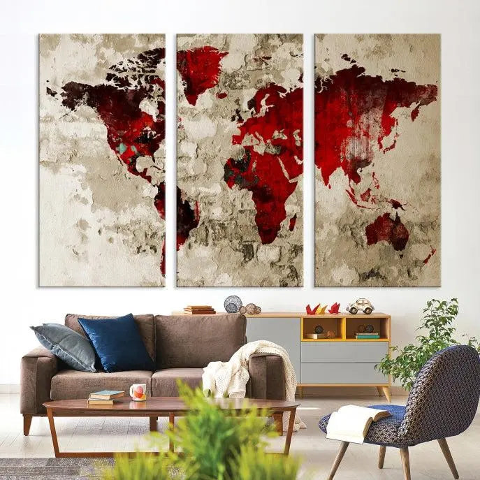 Wall Art World Map Canvas Print 