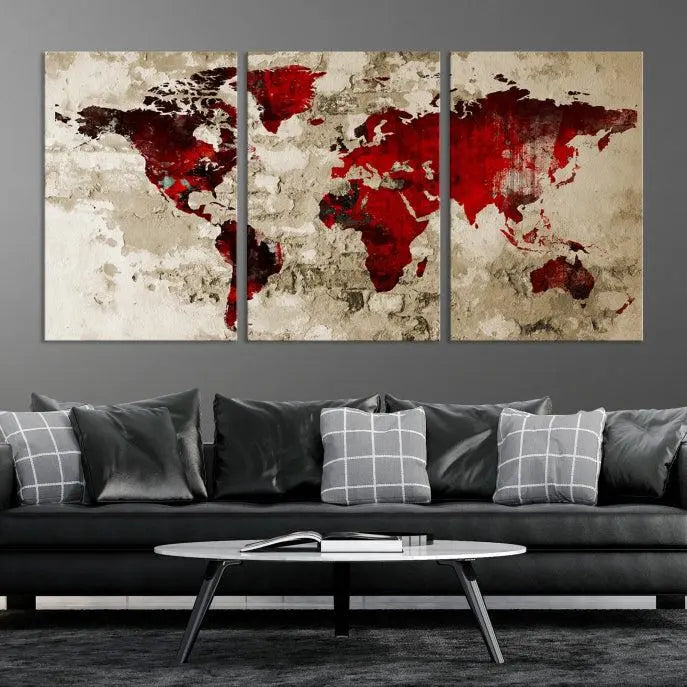 Wall Art World Map Canvas Print 