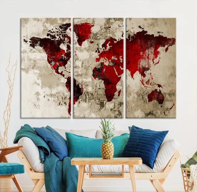 Wall Art World Map Canvas Print 