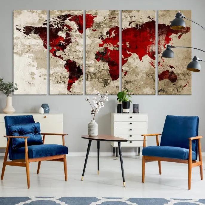 Wall Art World Map Canvas Print 