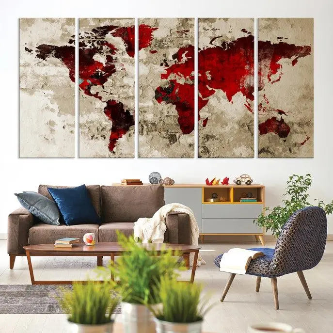 Wall Art World Map Canvas Print 