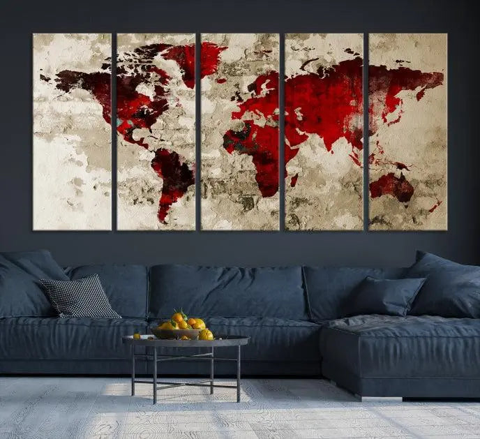 Wall Art World Map Canvas Print 