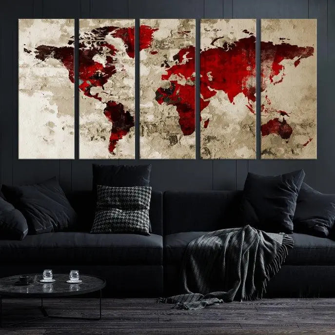 Wall Art World Map Canvas Print 