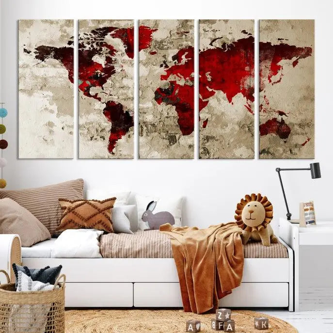 Wall Art World Map Canvas Print 