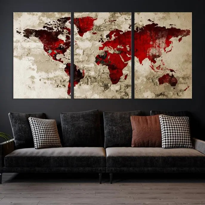 Wall Art World Map Canvas Print 