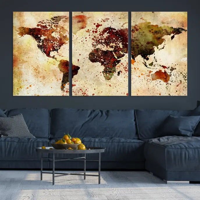 Wall Art World Map Canvas Print 