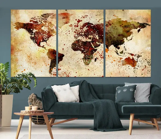 Wall Art World Map Canvas Print 