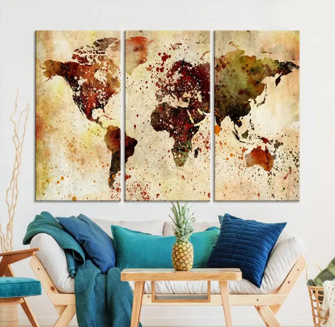 Wall Art World Map Canvas Print 