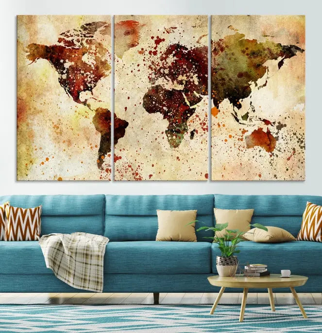 Wall Art World Map Canvas Print 