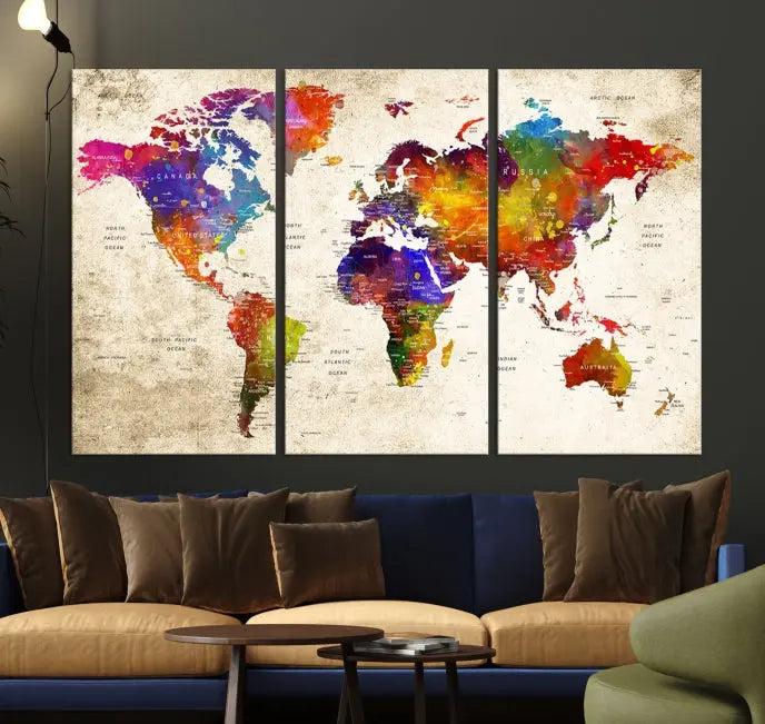 Wall Art World Map Canvas Print 