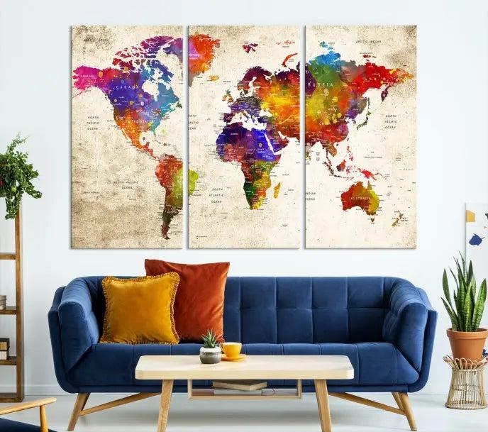 Wall Art World Map Canvas Print 