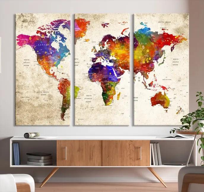 Wall Art World Map Canvas Print 