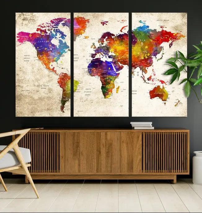 Wall Art World Map Canvas Print 