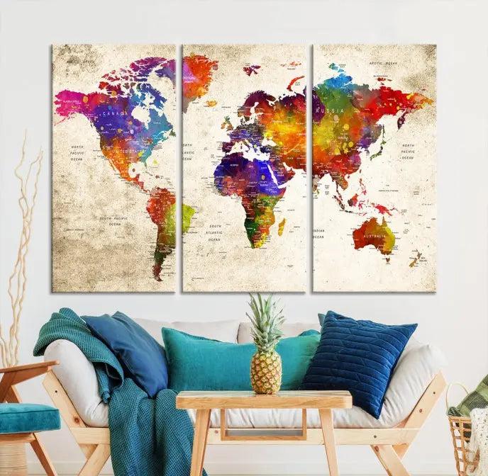 Wall Art World Map Canvas Print 