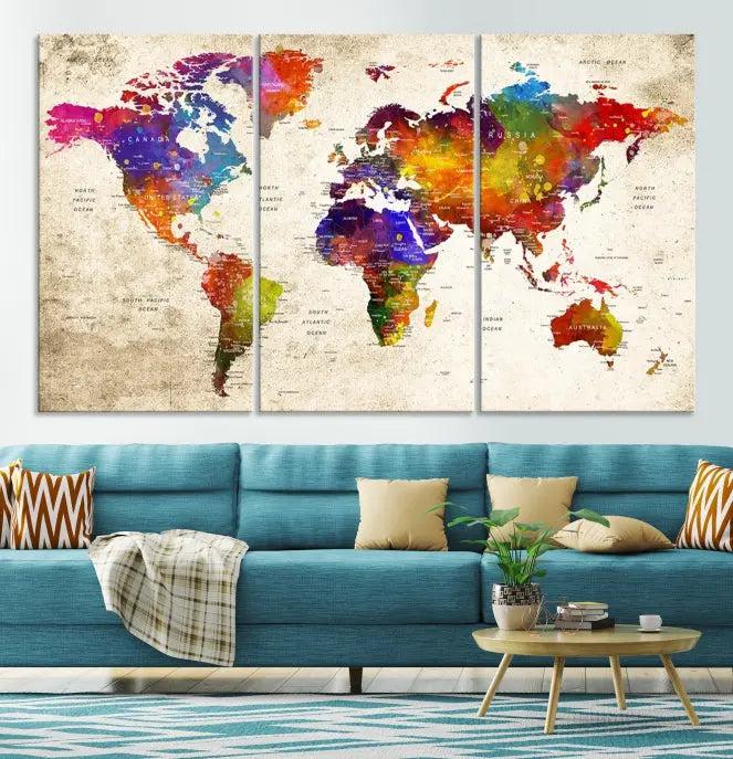 Wall Art World Map Canvas Print 