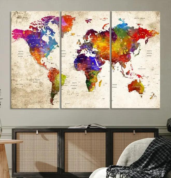 Wall Art World Map Canvas Print 