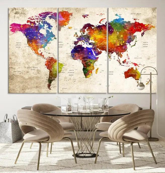 Wall Art World Map Canvas Print 