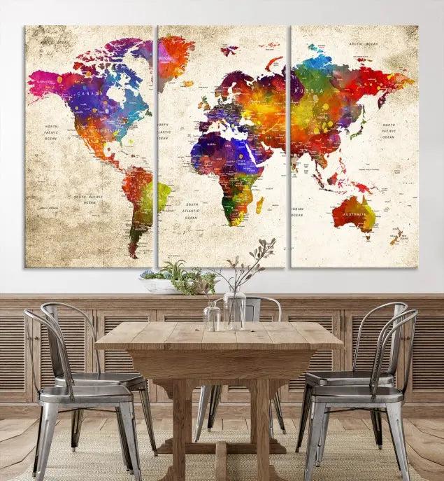 Wall Art World Map Canvas Print 