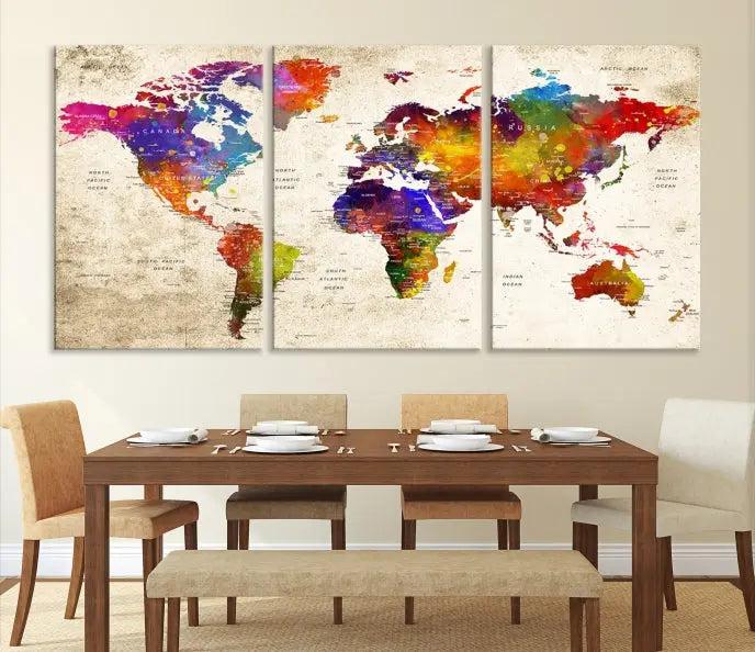 Wall Art World Map Canvas Print 