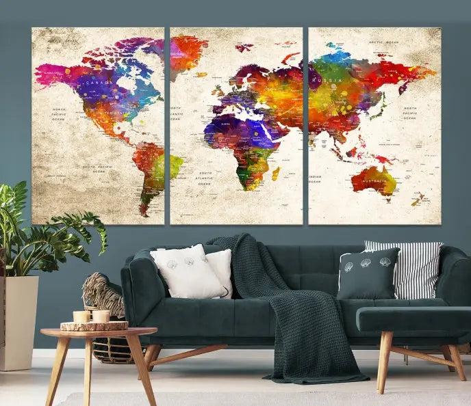 Wall Art World Map Canvas Print 