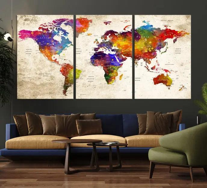 Wall Art World Map Canvas Print 