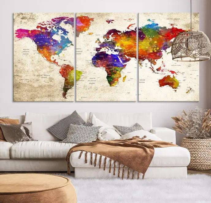 Wall Art World Map Canvas Print 