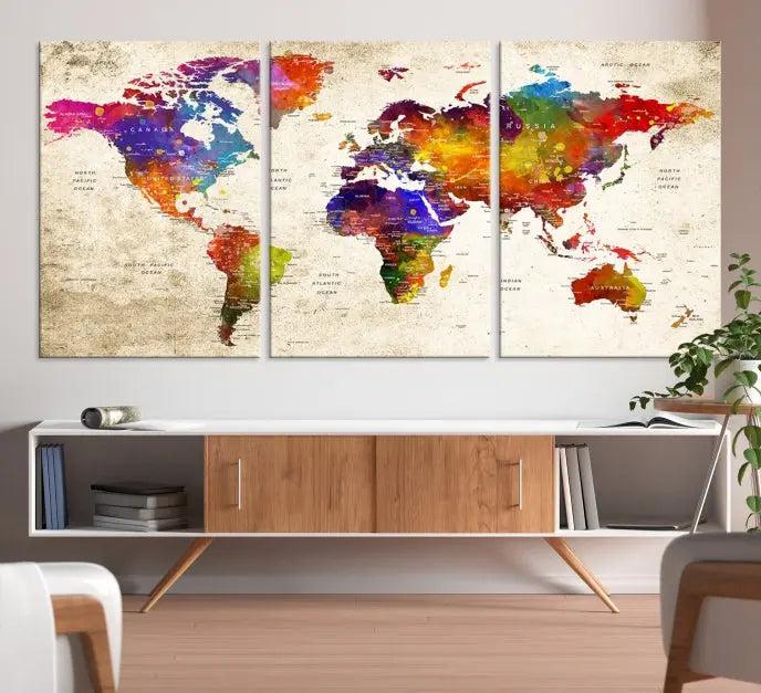 Wall Art World Map Canvas Print 