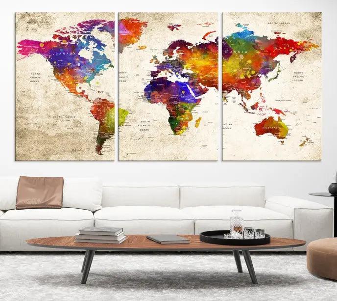 Wall Art World Map Canvas Print 