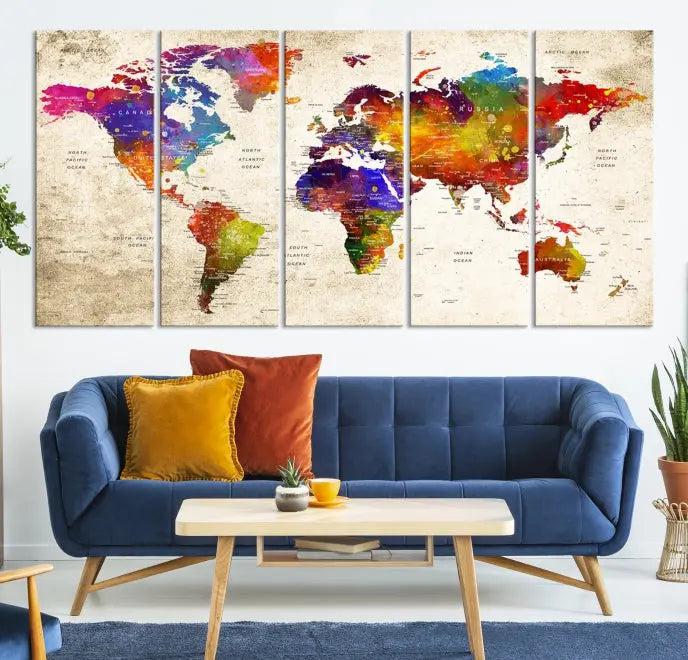 Wall Art World Map Canvas Print 