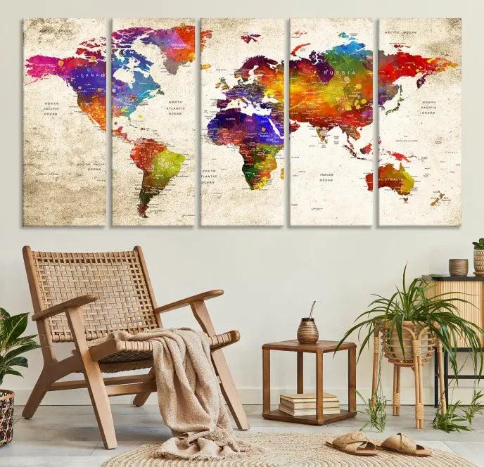 Wall Art World Map Canvas Print 