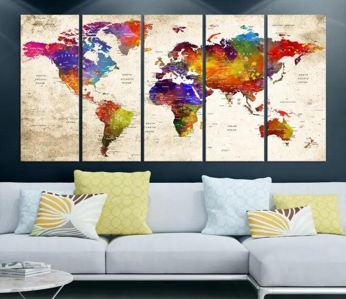 Wall Art World Map Canvas Print 