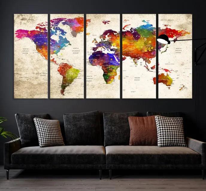 Wall Art World Map Canvas Print 