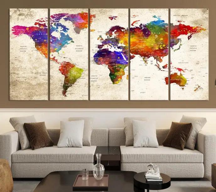 Wall Art World Map Canvas Print 