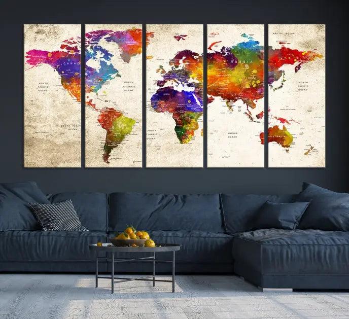 Wall Art World Map Canvas Print 