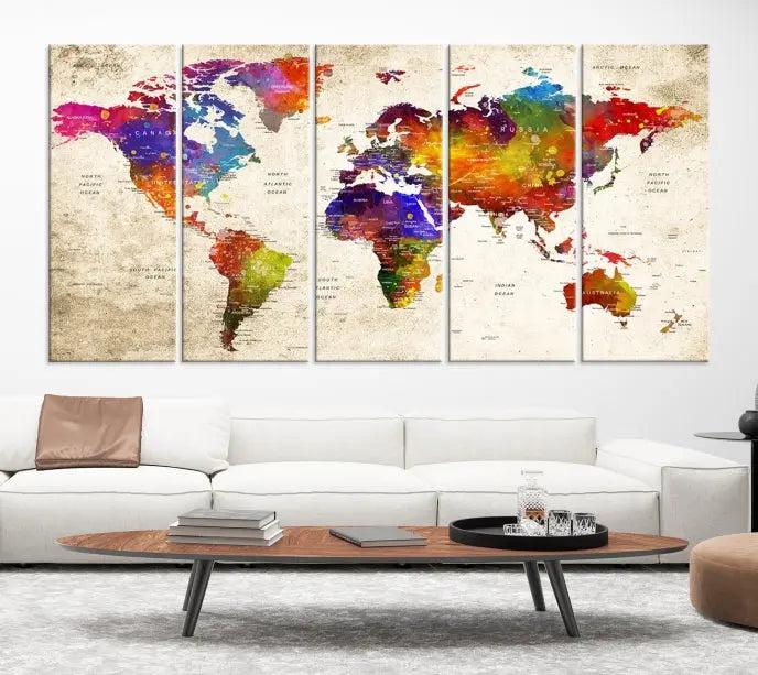 Wall Art World Map Canvas Print 