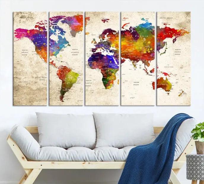 Wall Art World Map Canvas Print 