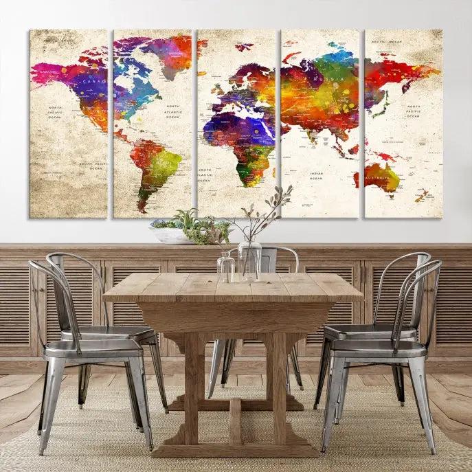 Wall Art World Map Canvas Print 