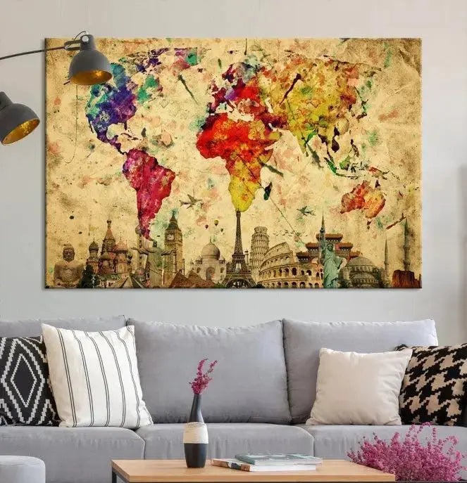 Wall Art World Map Canvas Print World Map Wall Art Canvas Print World Map Wall Art Poster Print 