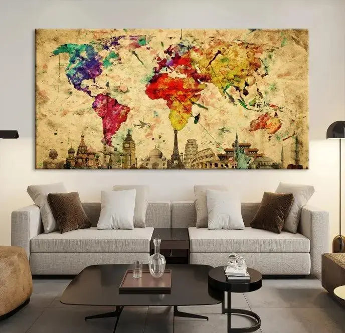 Wall Art World Map Canvas Print World Map Wall Art Canvas Print World Map Wall Art Poster Print 