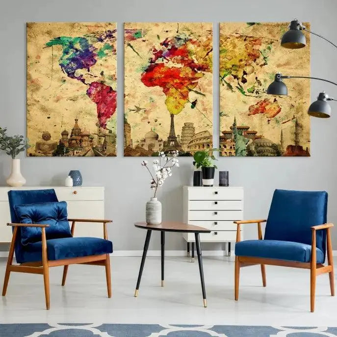 Wall Art World Map Canvas Print World Map Wall Art Canvas Print World Map Wall Art Poster Print 